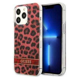 Guess iPhone 13 Pro Case Cover Leopard Collection Red