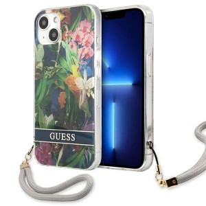 Guess iPhone 13 Case Cover Flower Strap Collection Blue