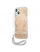 Guess iPhone 13 mini Hülle Case Blume Strap Kollektion Gold