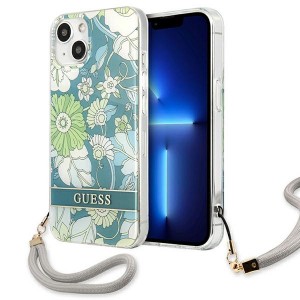 Guess iPhone 13 mini Case Cover Flower Strap Collection Green