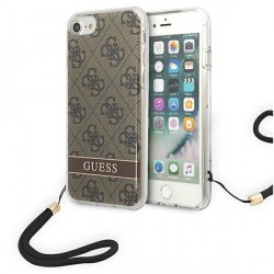 Guess iPhone SE 2022 / SE 2020 / 8 / 7 Case Cover 4G Print Strap Brown