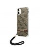 Guess iPhone 11 Case Cover 4G Print Strap Brown