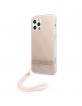 Guess iPhone 12 / 12 Pro Hülle Case 4G Print Strap Rosa