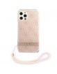 Guess iPhone 12 / 12 Pro Hülle Case 4G Print Strap Rosa