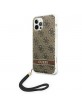 Guess iPhone 12 / 12 Pro Case Cover 4G Print Strap Brown
