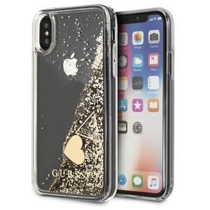 Guess iPhone X / Xs Case Cover Glitter Charms Gold
