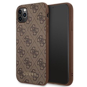 Guess iPhone 11 Pro Case Cover 4G Metal Gold Logo Brown