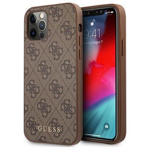 Guess iPhone 12 Pro Max Case 4G Metal Gold Logo Brown