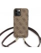 Guess iPhone 12 / 12 Pro Case Cover 4G Crossbody Cardslot Brown