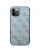 Guess iPhone 12 / 12 Pro Case Cover 4G Metal Gold Logo Blue