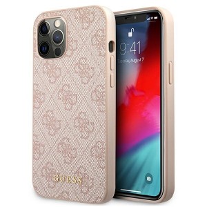 Guess iPhone 12 / 12 Pro Case Cover 4G Metal Gold Logo Pink