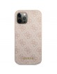 Guess iPhone 12 / 12 Pro Hülle Case 4G Metal Gold Logo Rosa
