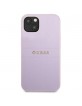 Guess iPhone 13 mini Hülle Case Cover Saffiano Stripe Metal Logo Violett