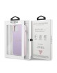 Guess iPhone 13 mini Case Cover Saffiano Stripe Metal Logo Purple
