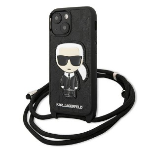 Karl Lagerfeld iPhone 13 mini Hülle Case Monogram Iconik Kordel Schwarz