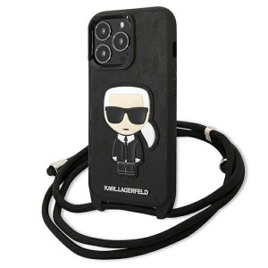 Karl Lagerfeld iPhone 13 Pro Max Case Monogram Iconik Cord Black