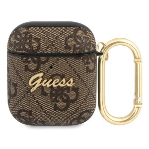 Guess AirPods 1 / 2 4G Script Metal Case Cover Brown