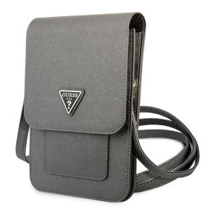 Guess universal smartphone case Wallet bag Saffiano Triangle Grey