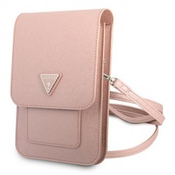 Guess universal smartphone case Wallet bag Saffiano Triangle Pink