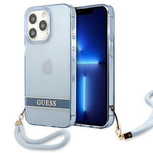 Guess iPhone 13 Pro Hülle Case Cover Translucent Stap Blau