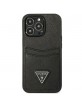 GUESS iPhone 13 Pro Case Cover Saffiano Triangle CardSlot Black