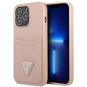 GUESS iPhone 13 Pro Case Cover Saffiano Triangle Card Slot Pink