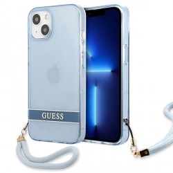 Guess iPhone 13 Case Cover Translucent Stap Blue