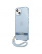 Guess iPhone 13 mini Hülle Case Cover Translucent Stap Blau