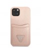 GUESS iPhone 13 mini Hülle Case Saffiano Triangle Kartenfach Rosa
