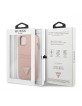 GUESS iPhone 13 mini Hülle Case Saffiano Triangle Kartenfach Rosa