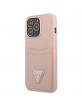 GUESS iPhone 13 Pro Max Case Cover Saffiano Triangle Card Slot Pink