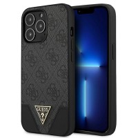 GUESS iPhone 13 Pro Max Hülle Case 4G Triangle Metall Logo Grau