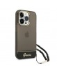 Guess iPhone 14 Pro Max Hülle Case Cover Pearl Strap Translucent Schwarz