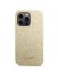 Guess iPhone 14 Pro Max Hülle Case Cover Glitter Script Gold