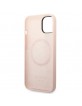 Guess iPhone 14 Plus MagSafe Hülle Case Cover Silikon Logo Plate Rosa