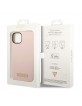 Guess iPhone 14 Plus MagSafe Hülle Case Cover Silikon Logo Plate Rosa