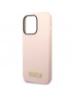 Guess iPhone 14 Pro Max MagSafe Case Cover Silicone Logo Plate Pink