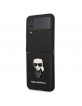 Karl Lagerfeld Samsung Z Flip 4 Book Case Cover Saffiano Ikonik Metal Black
