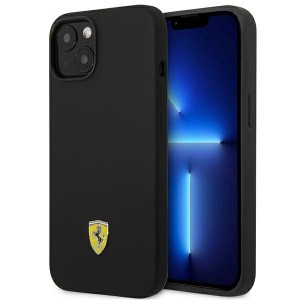 Ferrari iPhone 14 Plus Case Cover Silicone Metal Logo Black