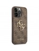 Guess iPhone 14 Pro Case Cover Hülle 4G Big Metal Logo Braun