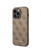 Guess iPhone 14 Pro Hülle Case Cover 4G Metal Gold Logo Braun