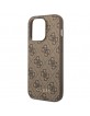 Guess iPhone 14 Pro Case Cover 4G Metal Gold Logo Brown