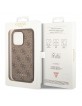 Guess iPhone 14 Pro Hülle Case Cover 4G Metal Gold Logo Braun