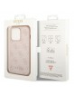 Guess iPhone 14 Pro Hülle Case Cover 4G Metal Gold Logo Rosa / Pink