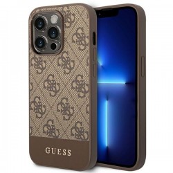 Guess iPhone 14 Pro Hülle Case Cover 4G Stripe Braun