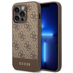 Guess iPhone 14 Pro Case Cover 4G Stripe Brown