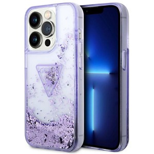 Guess iPhone 14 Pro Hülle Case Cover Glitter Palm Violett
