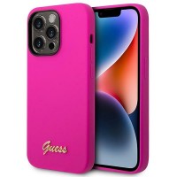 Guess iPhone 14 Pro Case Cover Silicone Vintage Logo Fuchsia