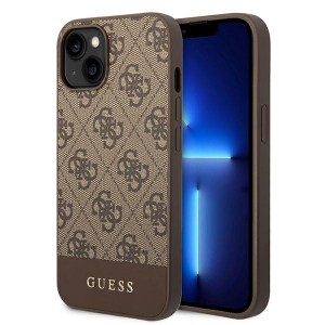 Guess iPhone 14 Plus Hülle Case Cover 4G Stripe Braun