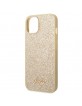 Guess iPhone 14 Plus / 15 Plus Case Cover Hülle Glitter Script Gold